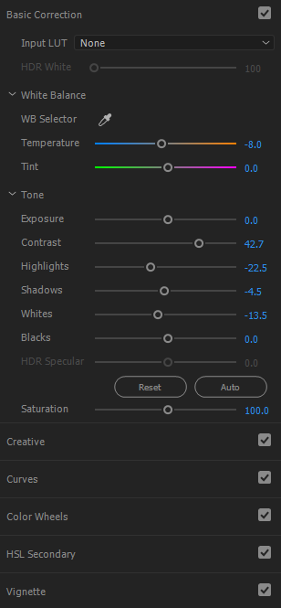 Adobe Premiere CC colour correction